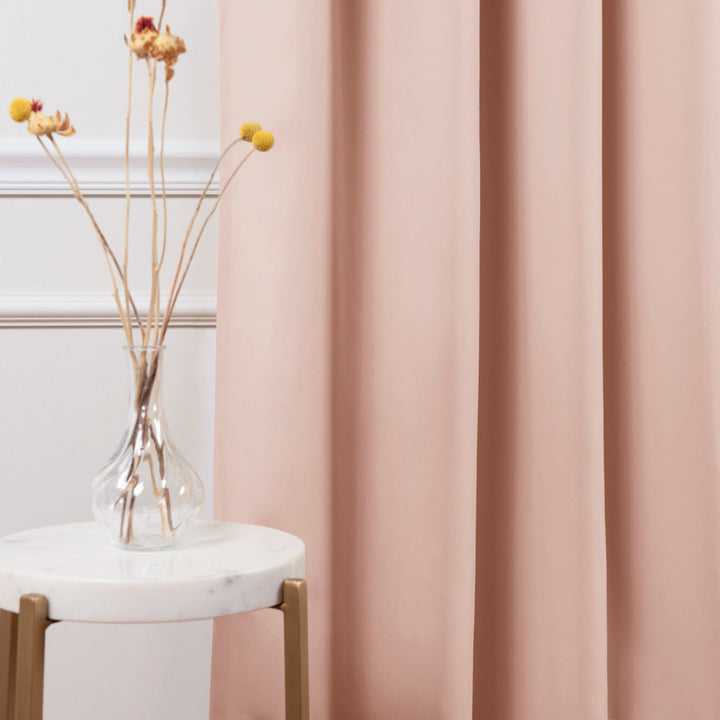Bantam Solid Blackout Thermal Rod Pocket Curtain Panels (Set of 2) Ebern Designs Curtain Color: Blush Size per Panel: 52" W x 108" L