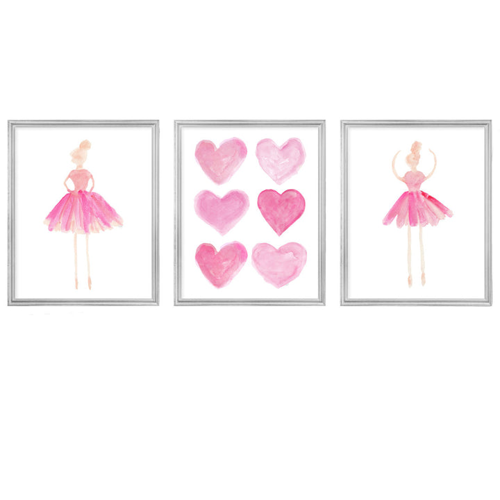 Little Girls Ballet Artwork, Paper Prints (Set of 3) Outside In Art Studio Color: All Hot Pink Size: 14" H x 11" W x 0.06" D