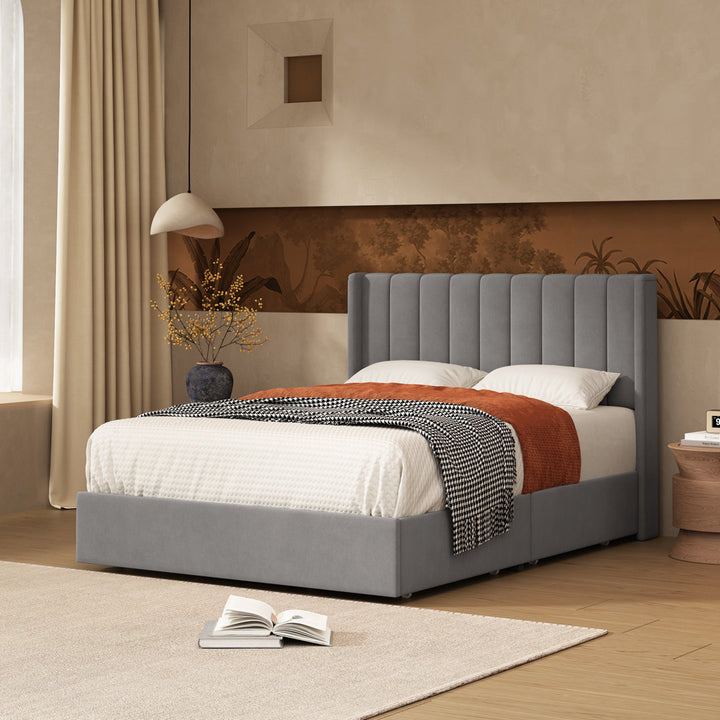 Jeilyn Upholstered Platform Drawer Storage Bed Latitude Run® Color: Gray Size: Full