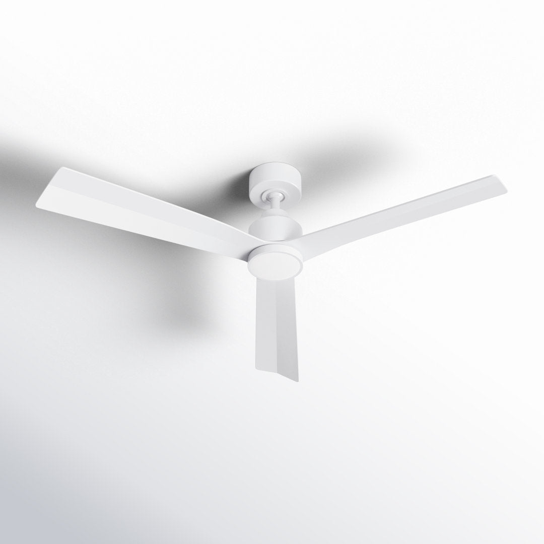 52" Smart Home Compatible 3 Blade Smart Ceiling Fan with Remote WAC Limited Fans Accessories: With Light Kit, Finish: Matte White