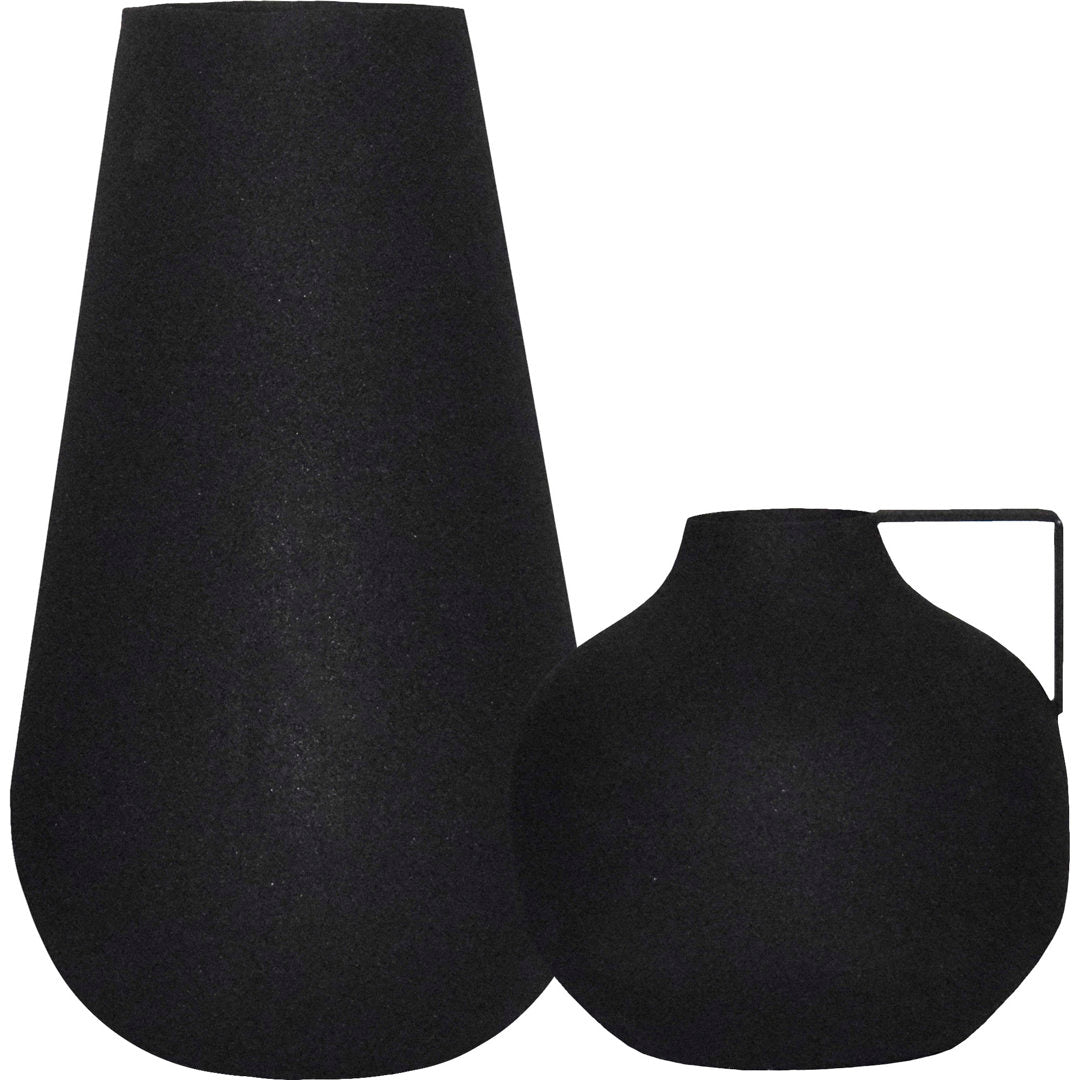 Aldrin 2 Piece Black Metal Table Vase Set (Set of 2) Joss & Main