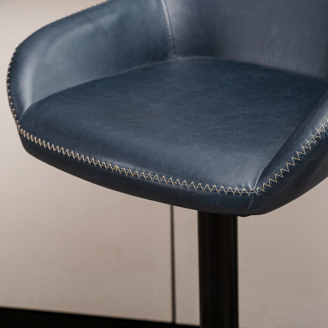 Thibodeaux Swivel Adjustable Height Bar Stool (Set of 2) Mistana™ Color: Navy Blue