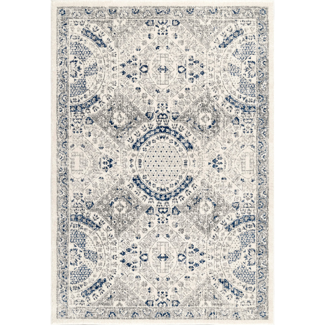 Kristine Power Loom Performance Oriental Blue Rug One Allium Way® Rug Size: Rectangle 12' x 15'