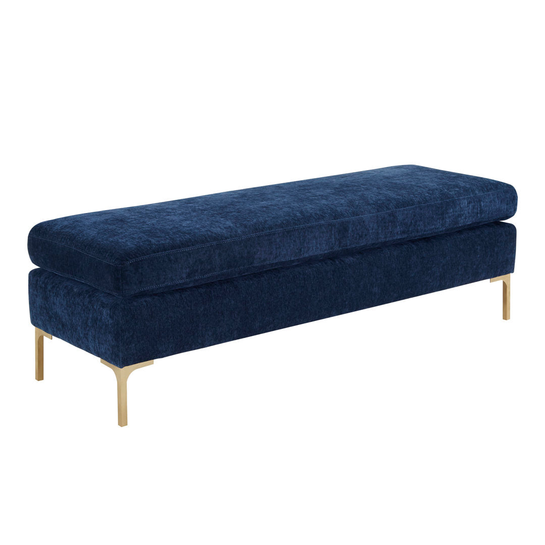 Baye Upholstered Bench AllModern Color: Navy Blue Velvet