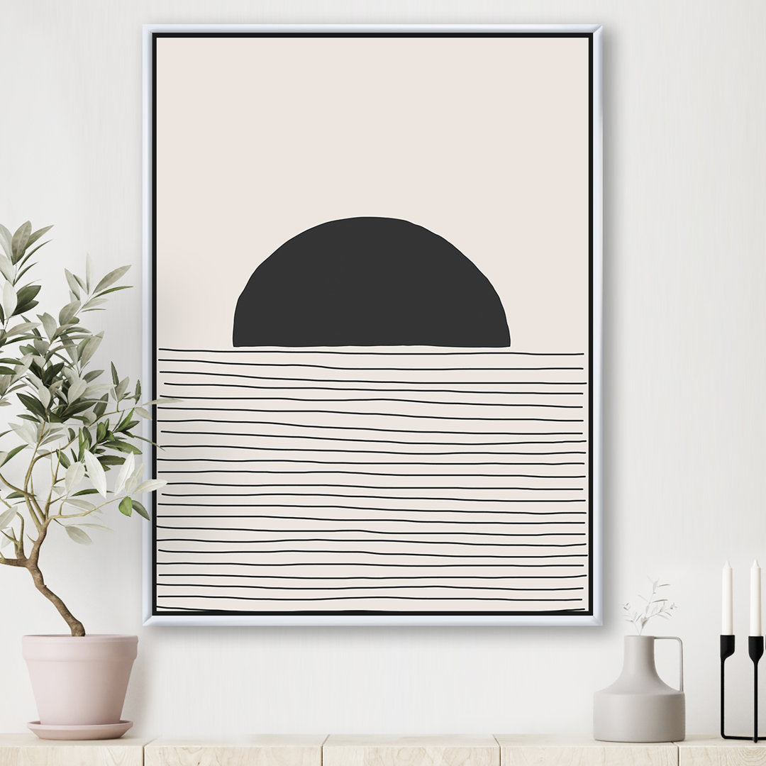 Minimal Geometric Lines and Circle V - Floater Frame Print on Canvas East Urban Home Size: 46'' H x 36'' W x 1.5'' D Format: Gold Framed Canvas