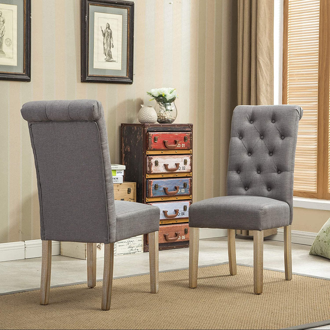 Charlotte Tufted Upholstered Parsons Chair (Set of 2) Red Barrel Studio® Upholstery Color: Gray