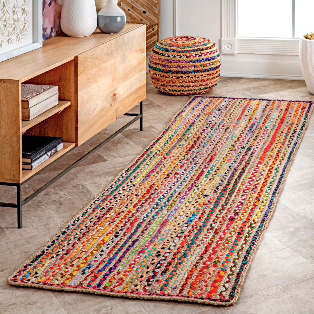Lovetto Bohemian Handmade Braided Red Rug Bungalow Rose Rug Size: Runner 2'6" x 8'