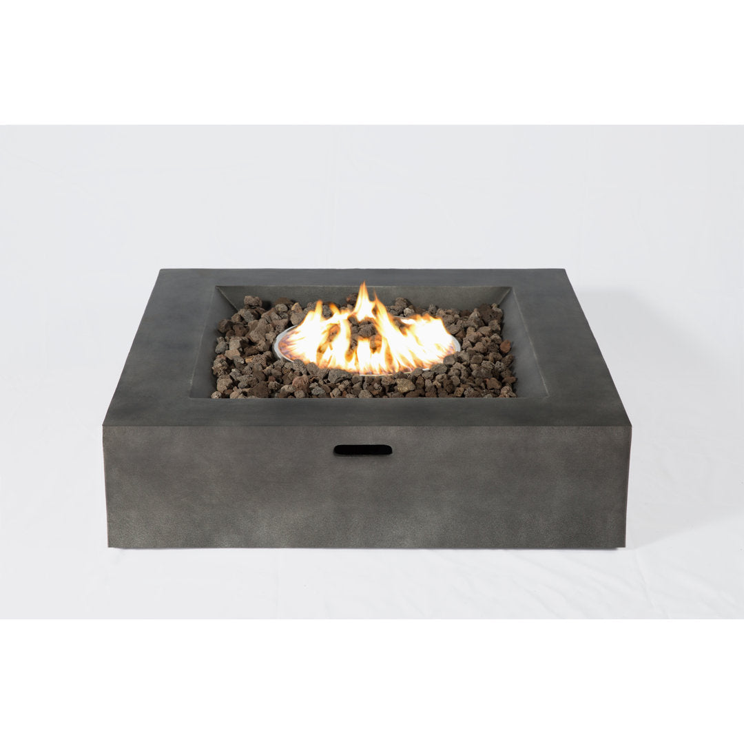 Rashid 12" H Concrete Outdoor Fire Pit Table AllModern Size: 12" H x 34" W x 34" D Finish: Charcoal