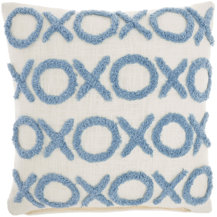 Casual Tufted XOXO Square Cotton Pillow Cover & Insert Mina Victory Color: Ocean