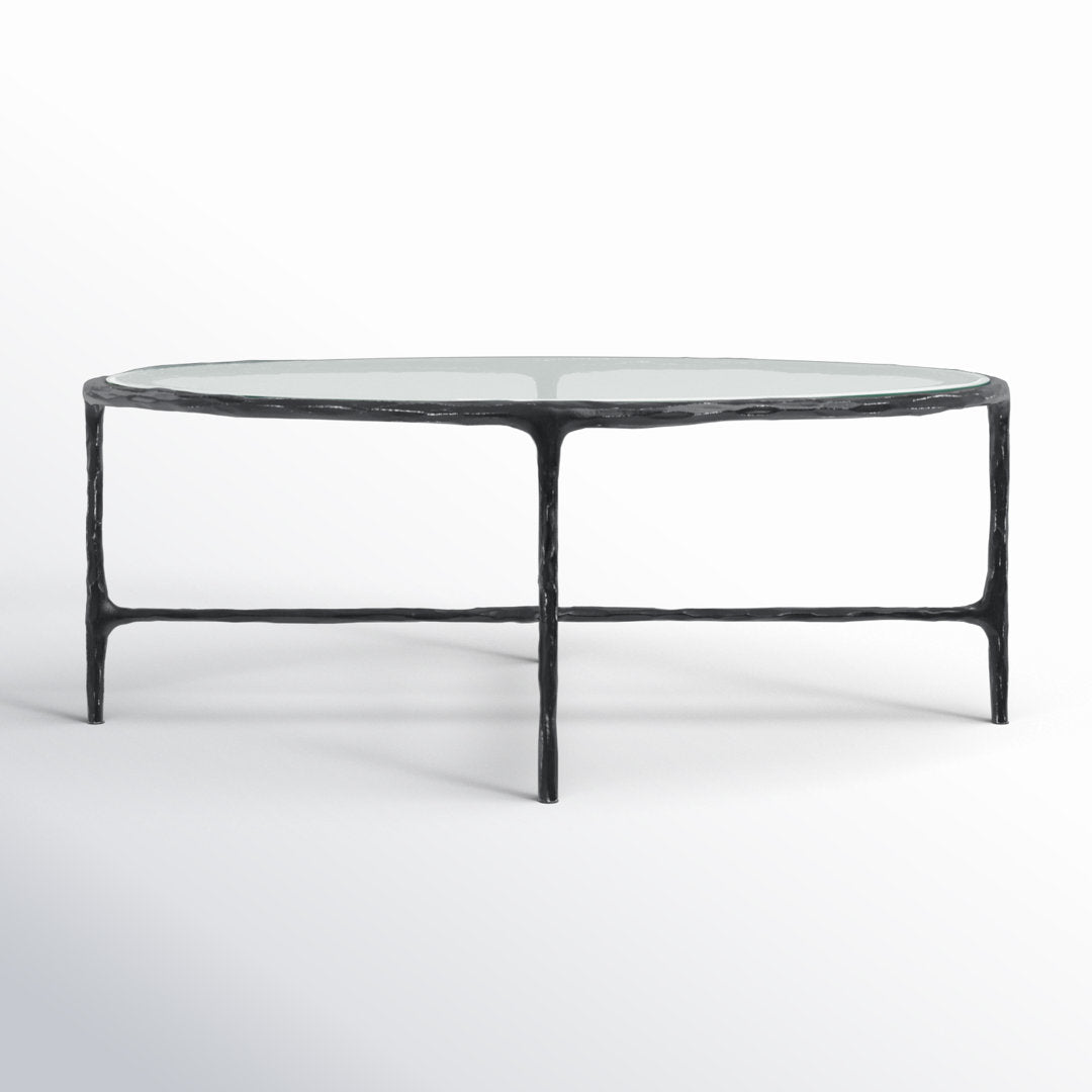 Evelynn 4 Legs Coffee Table Joss & Main Table Base Color: Black, Table Top Color: Clear
