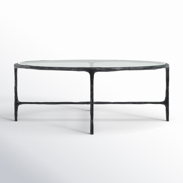 Evelynn 4 Legs Coffee Table Joss & Main Table Base Color: Black, Table Top Color: Clear