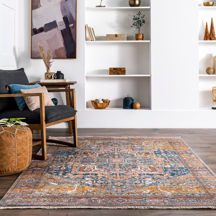 Windmere Traditional Oriental Medallion Rust/Brick/Navy Area Rug Langley Street® Rug Size: Rectangle 12' x 15'