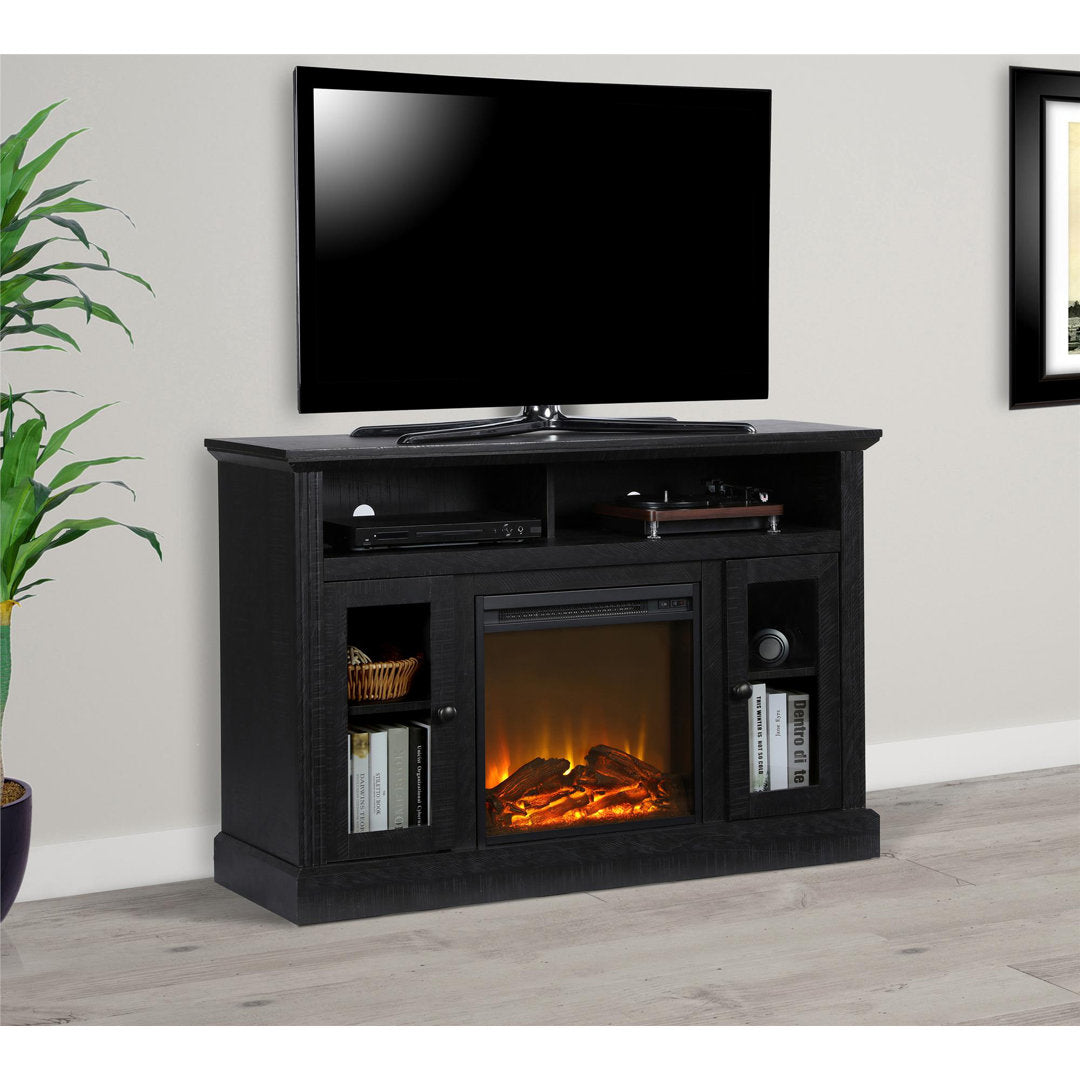Tucci TV Stand for TVs up to 50" with Electric Fireplace Included Darby Home Co Color: Black