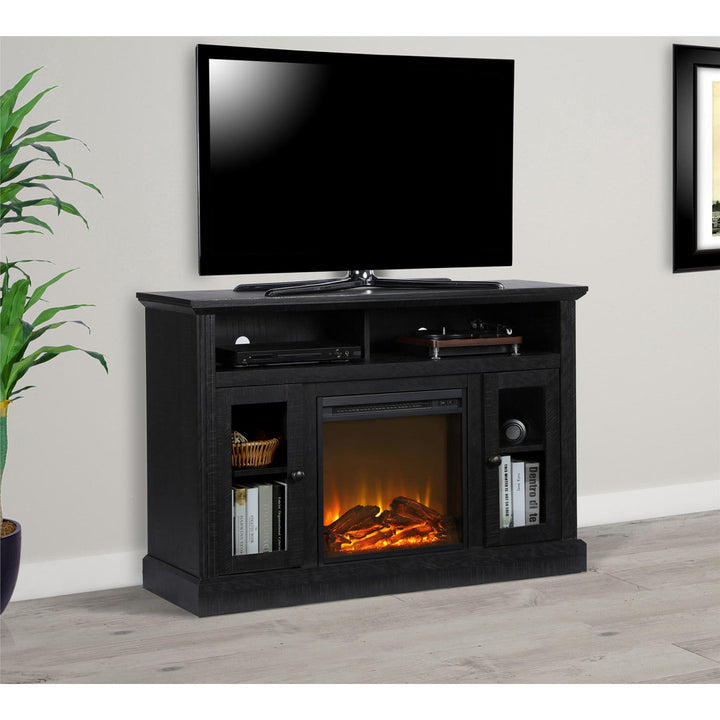 Tucci TV Stand for TVs up to 50" with Electric Fireplace Included Darby Home Co Color: Black