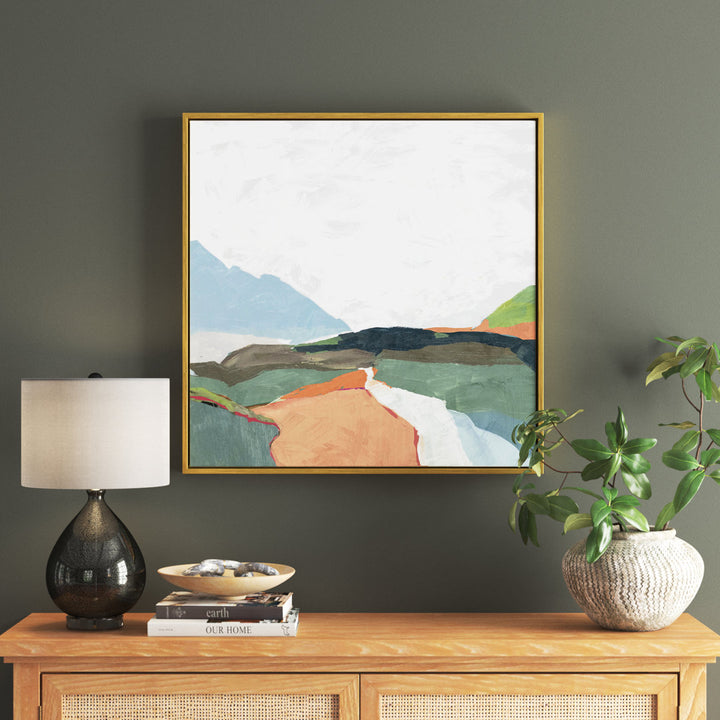 April Morning - Floater Frame Painting on Canvas Joss & Main Size: 31.5" H x 31.5" W x 2" D Format: Gold