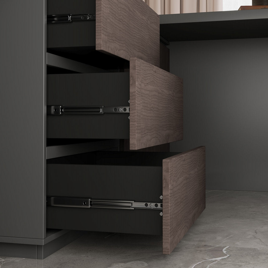 Shelbee Modern Home Office Extendable Desk Up to 135'' with Storage Drawers Latitude Run®