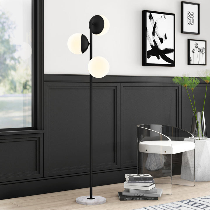 Yearby 65.5" Tree Floor Lamp Mercury Row® Shade Color: Frosted White Base Finish: Black