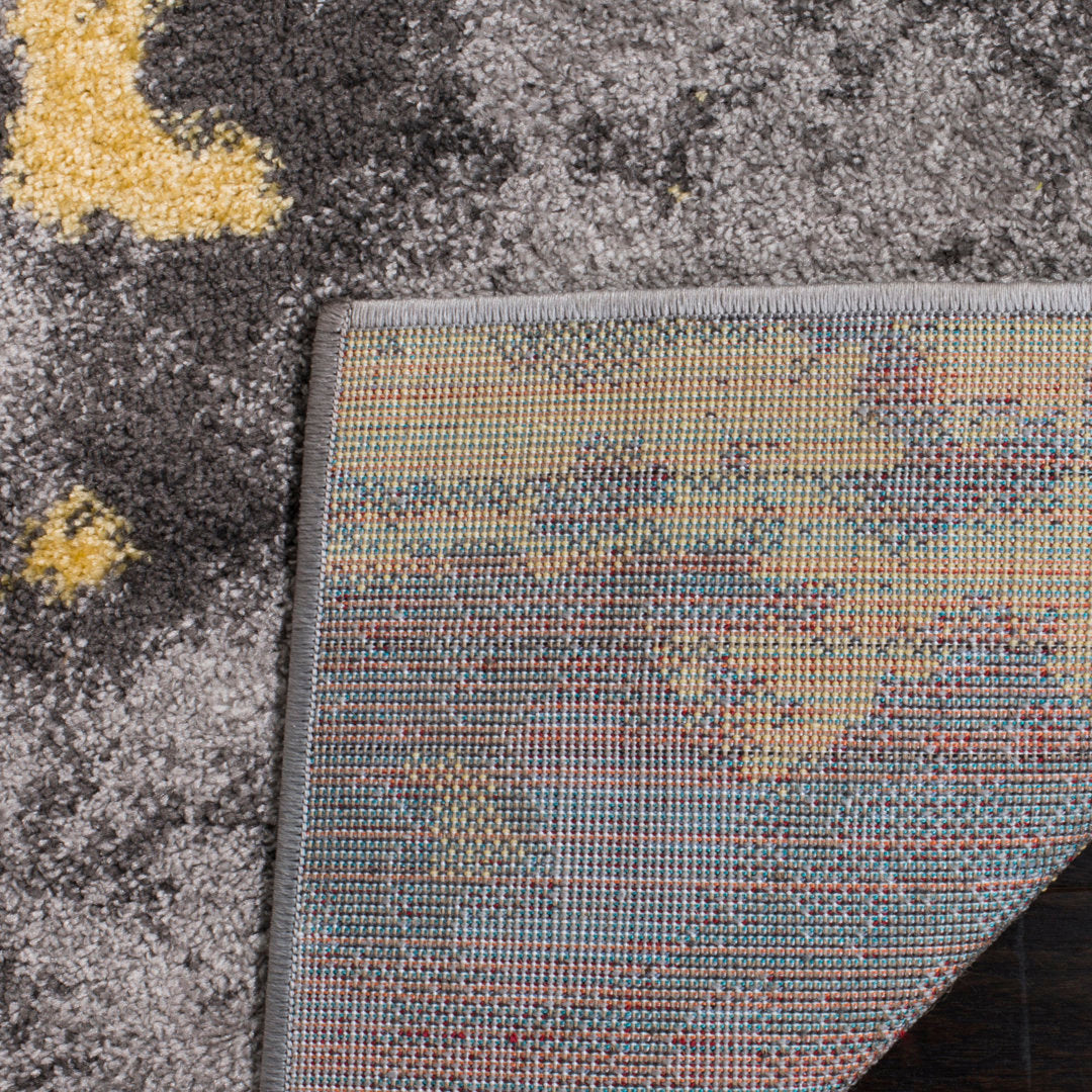 Riebe Abstract Power Loom Polypropylene Area Rug in Gray/Yellow Trent Austin Design® Rug Size: Round 8'