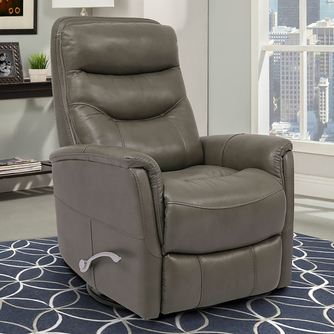 30" Top Grain Leather Manual Swivel Glider Recliner with Flared Arms Red Barrel Studio® Upholstery Color: Ice Genuine Leather
