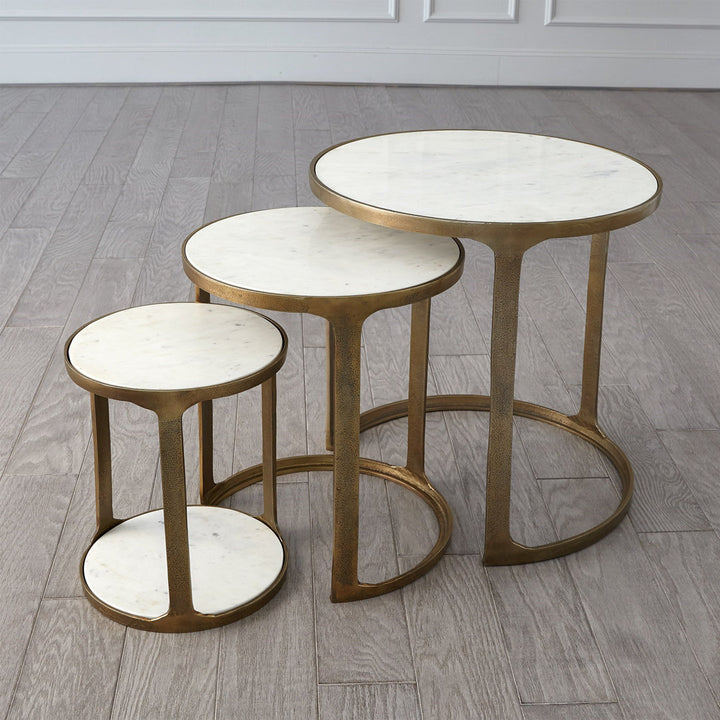 3 Piece Marble Top Nesting Table Set-Brass Global Views