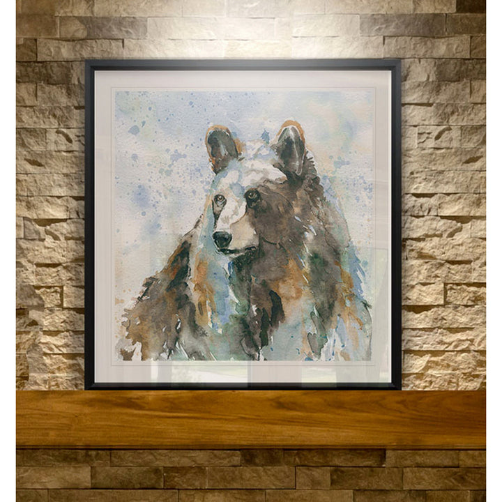 Black Bear on Blue -Picture Frame Print on Paper Union Rustic Size: 26.5" H x 26.5" W x 1.5" D