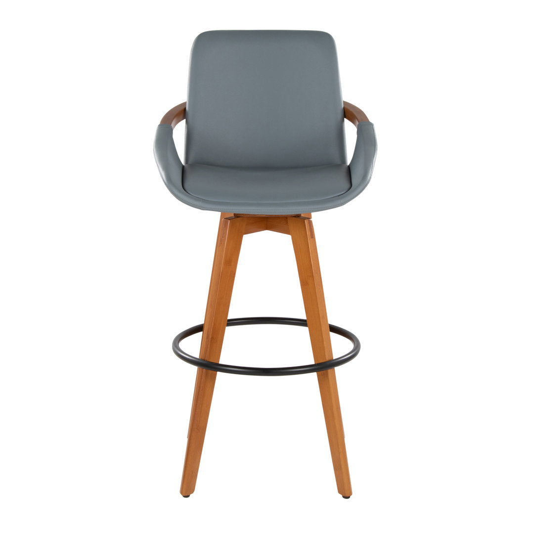 Whitacre Swivel Stool Wade Logan® Seat Height: Bar Stool (29" Seat Height), Upholstery: Gray Faux Leather
