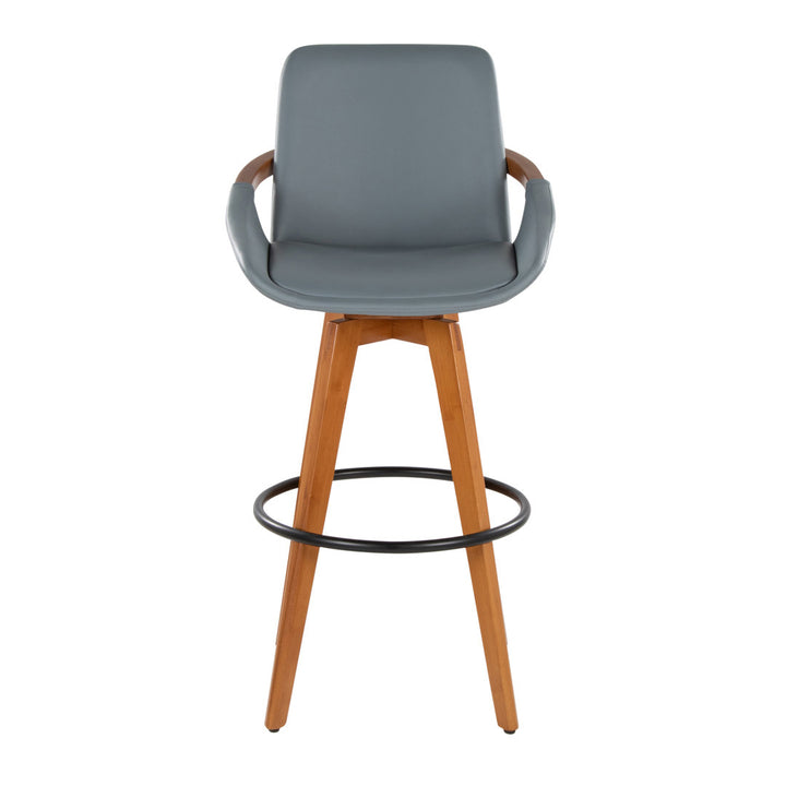 Whitacre Swivel Stool Wade Logan® Seat Height: Bar Stool (29" Seat Height), Upholstery: Gray Faux Leather
