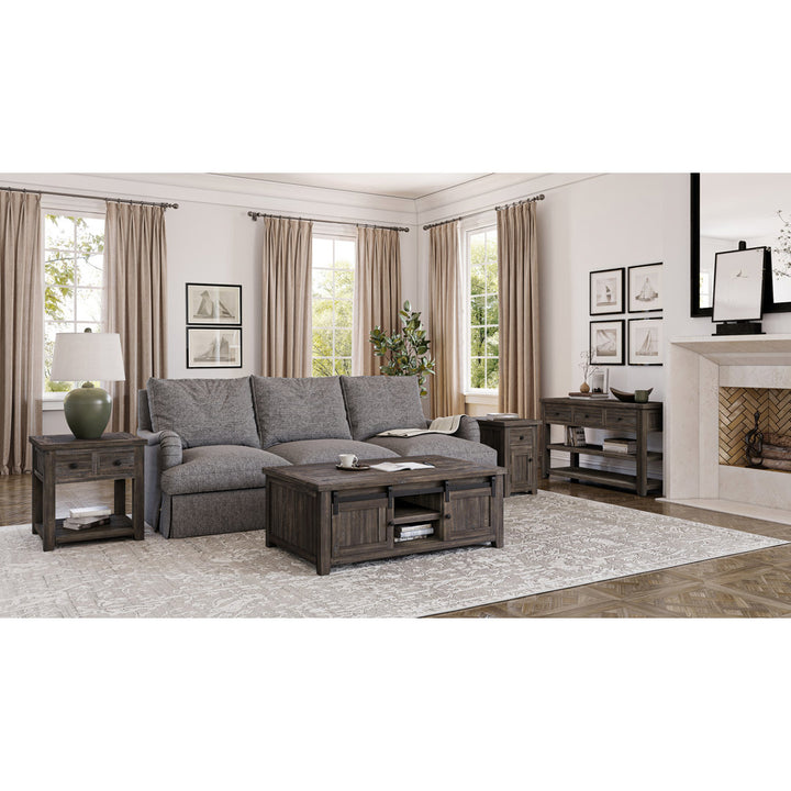 Solid Wood Coffee Table with Storage Sand & Stable™ Table Base Color: Brown