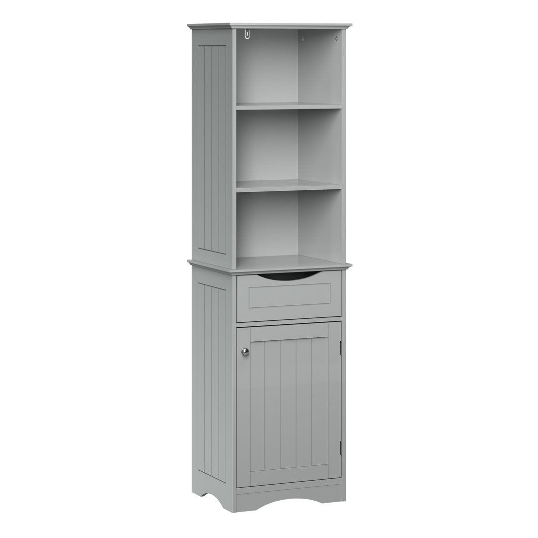 RiverRidge Ashland Tall Bathroom Storage Linen Cabinet and Organizer with Drawer and Shelves RiverRidge Home Finish: Gray