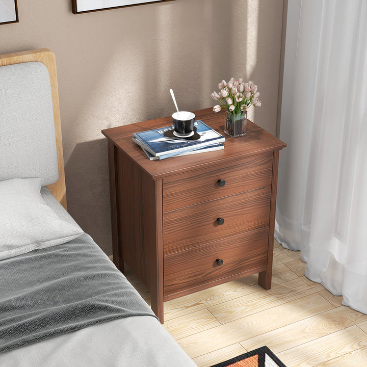 Aeihso 3 - Drawer End Table Nightstand Beside Accent Table Brown Bedroom Red Barrel Studio®