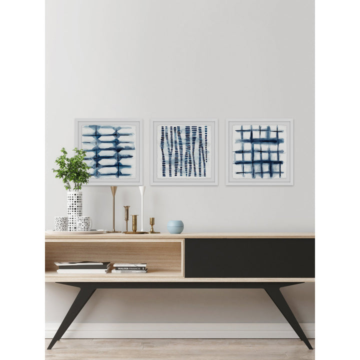 Indigo Study VII Triptych - 3 Piece Picture Frame Print Set Dakota Fields Size: 24" H x 24" W x 1.5" L