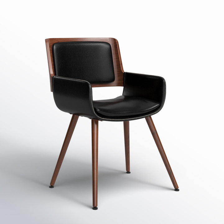Seagraves Faux Leather Mid-Century Dining Chair Mercury Row® Upholstery Color: Polished Obsidian Faux Leather