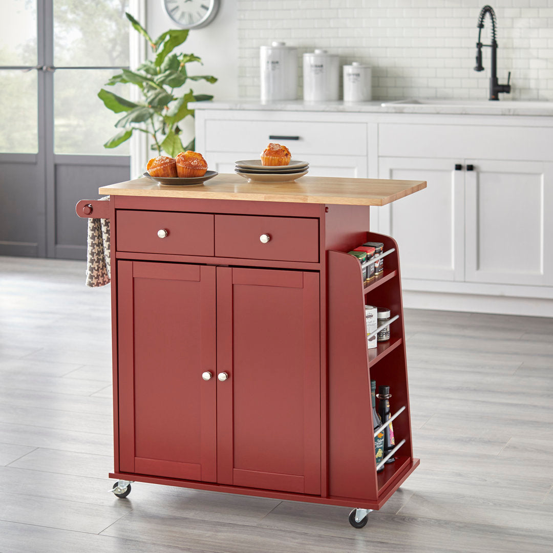 Ferraro Kitchen Cart Alcott Hill® Base Finish: Red