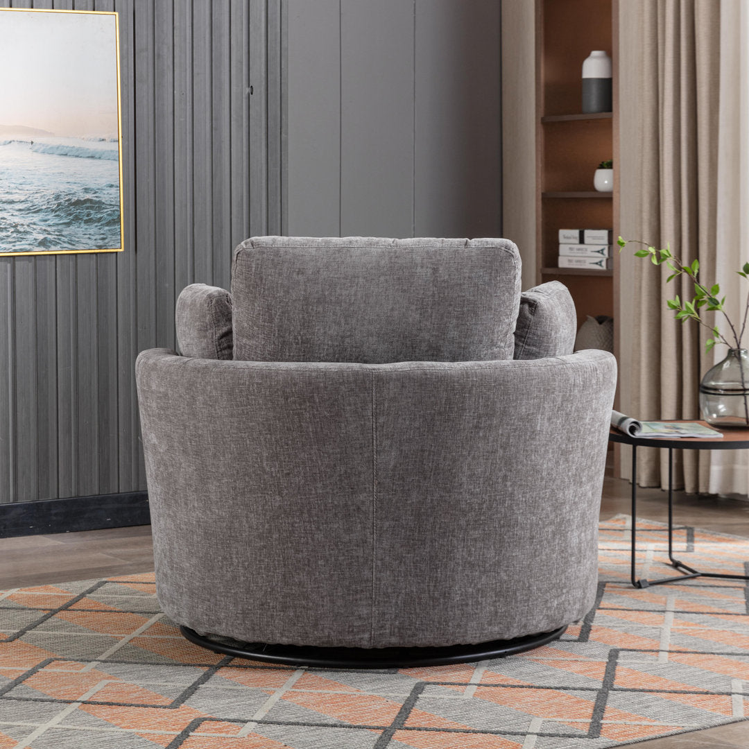 Achorn 42.26" W Polyester Recessed Arm Slipcovered Swivel Barrel Chair Hokku Designs Fabric: Gray Polyester