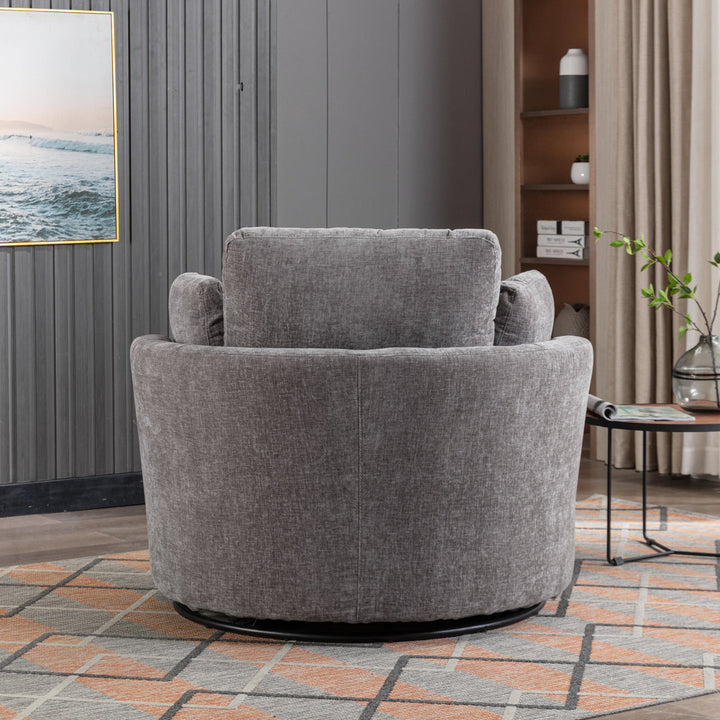 Achorn 42.26" W Polyester Recessed Arm Slipcovered Swivel Barrel Chair Hokku Designs Fabric: Gray Polyester