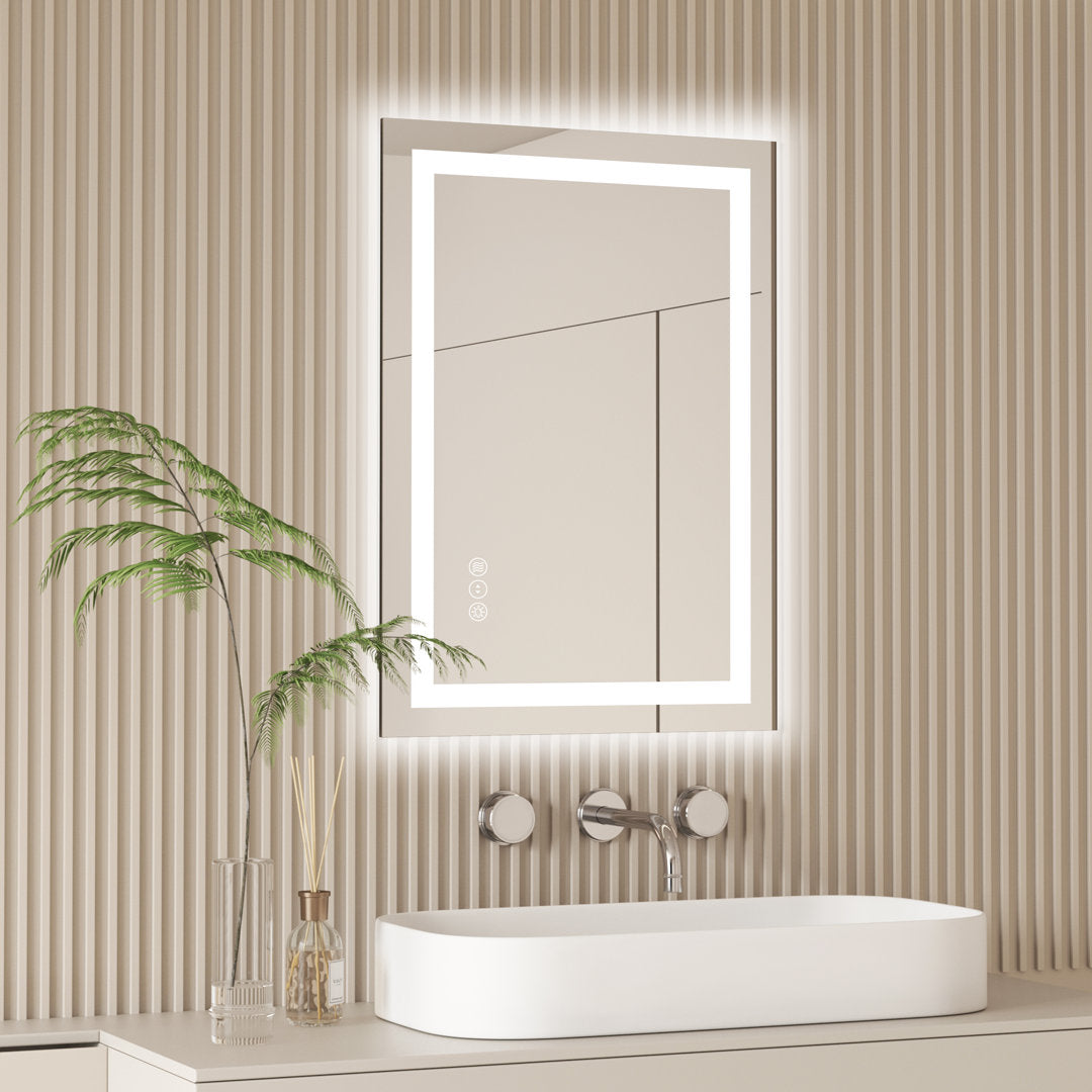 Dokes Frameless LED Vanity Wall Mirror Passed ETL Wrought Studio™ Size: 28" x 20"