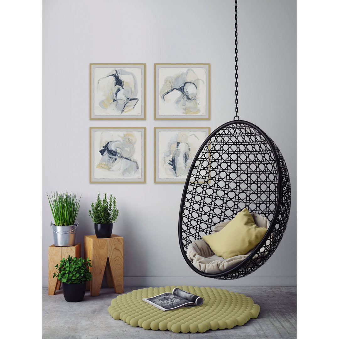 Pastel Sketches - 4 Piece Picture Frame Print Set on Paper Wrought Studio™ Frame Size: 18" H x 18" W