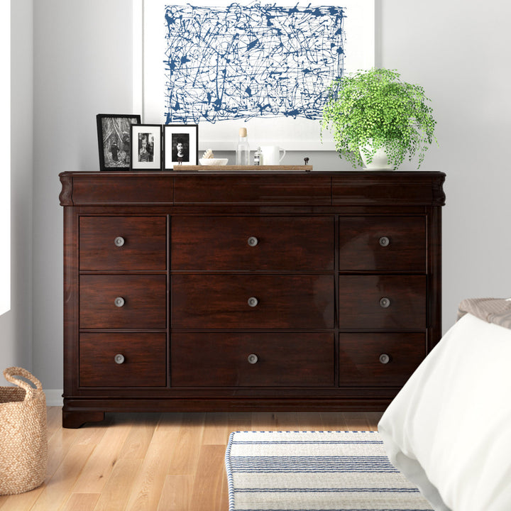 Altigarron 9 Drawer 65" W Solid Wood Dresser Lark Manor™