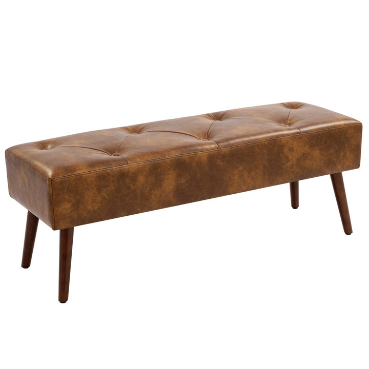 Sveina Faux Leather Bench, 44" Wide with Metal Legs 17 Stories Color: Dust Yellow