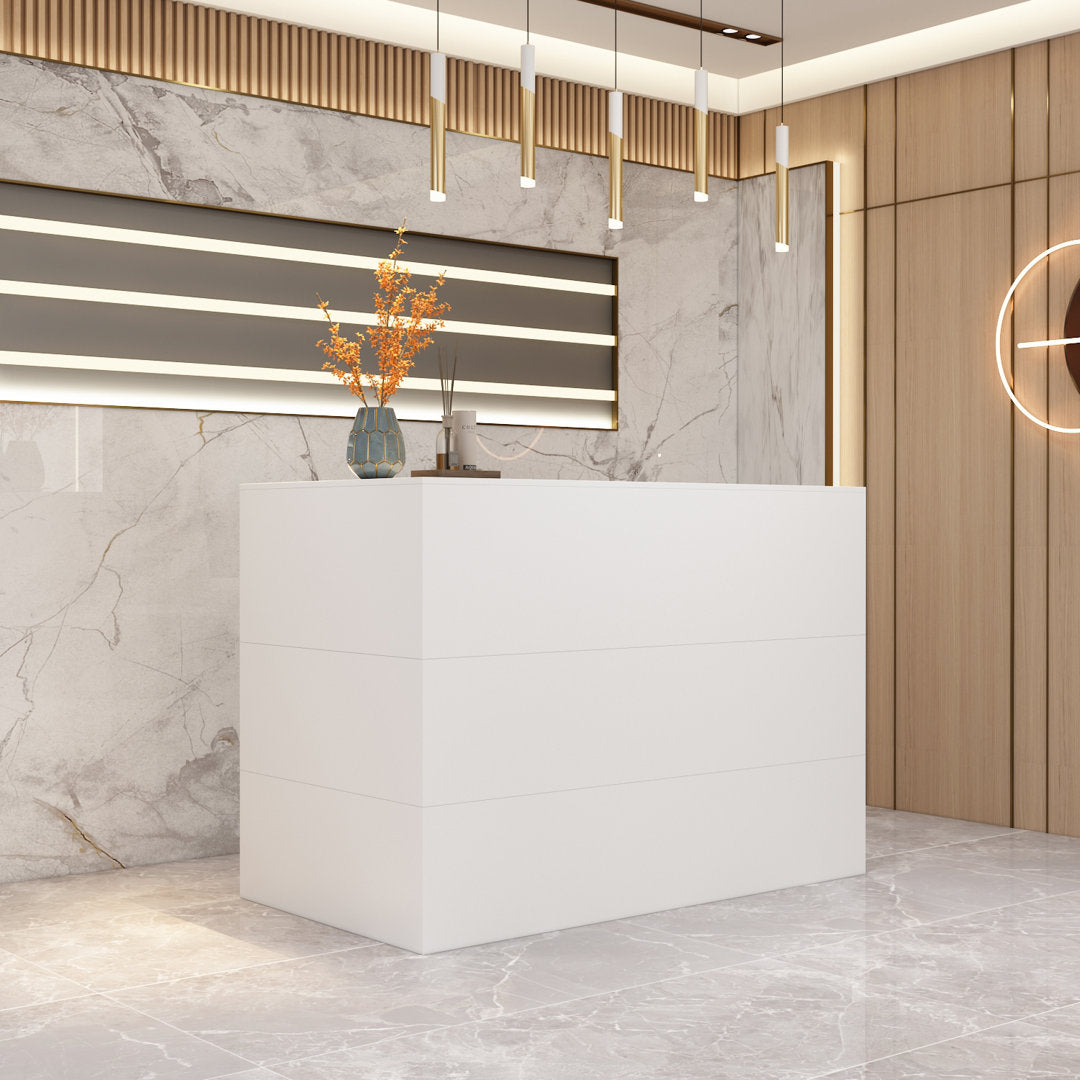 L-Shape Wood Reception Desk Latitude Run® Finish: White