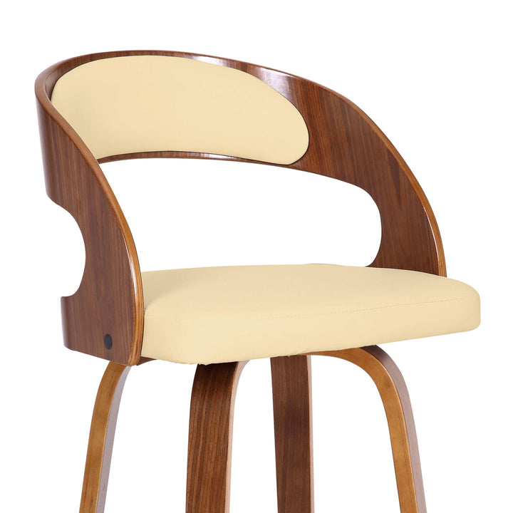 Pensacola Mid-century Swivel Counter Height Bar Stool Corrigan Studio® Upholstery: JY Creme Faux Leather, Seat Height: Counter Stool (26" Seat Height)