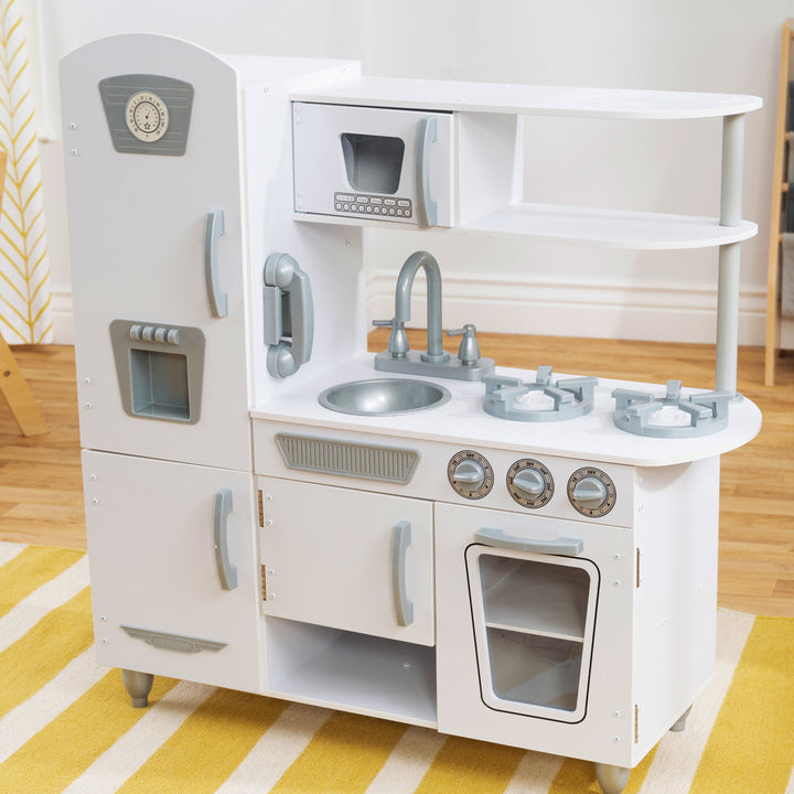 Vintage Wooden Play Kitchen with Ice Maker and Play Phone KidKraft Color: White