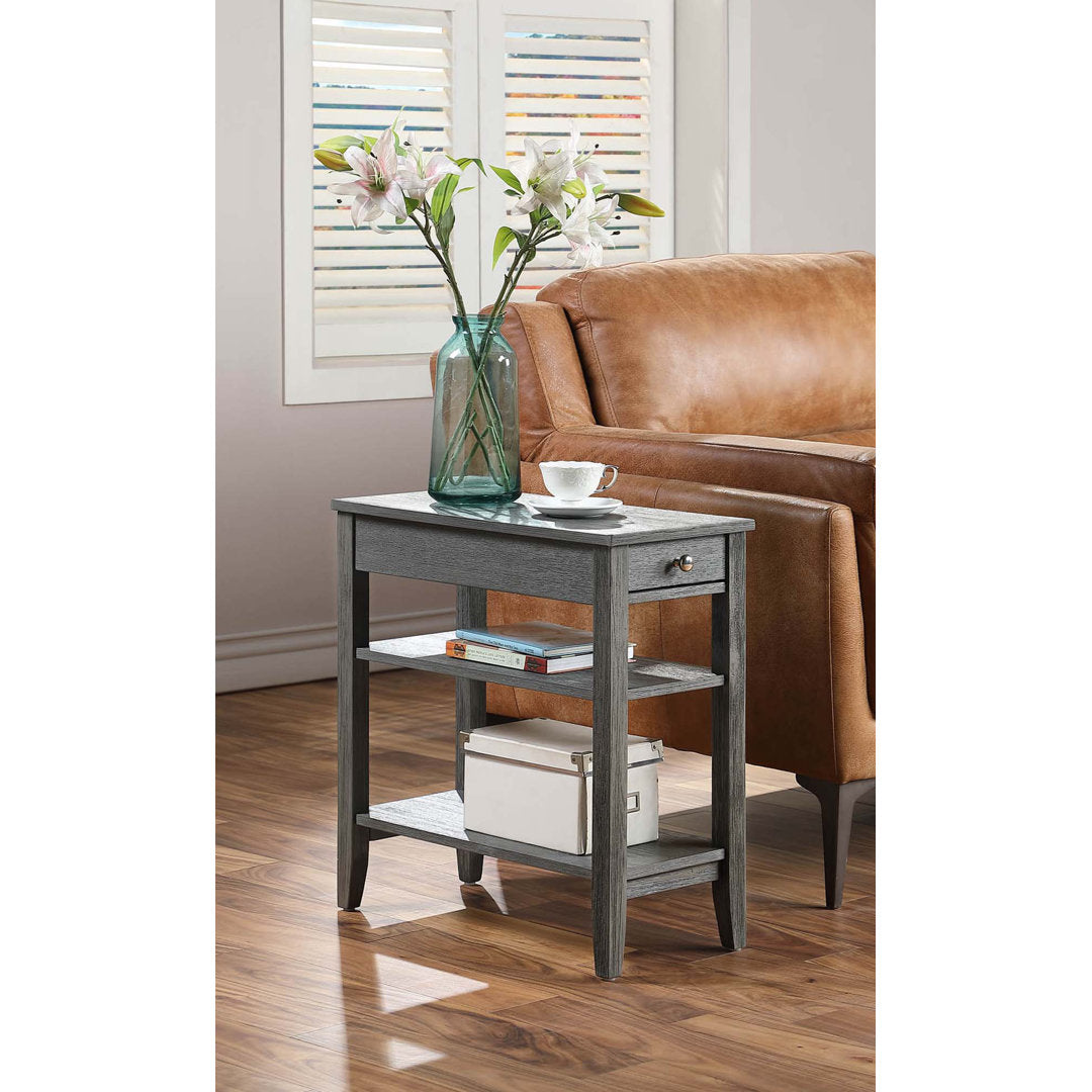 Carbin End Table with Drawer and Shelves Winston Porter Color: Dark Gray Wirebrush