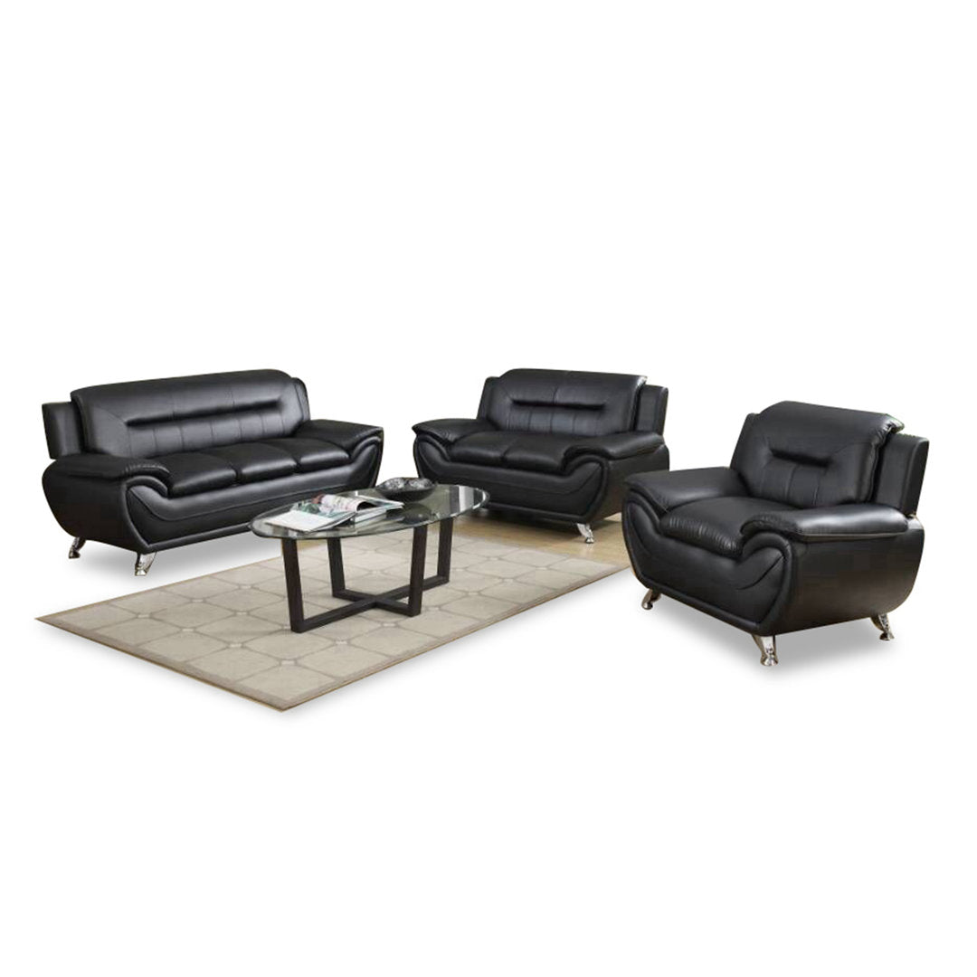 Mulvey 80" Faux Leather Pillow Top Arm Sofa Orren Ellis Upholstery Color: Black