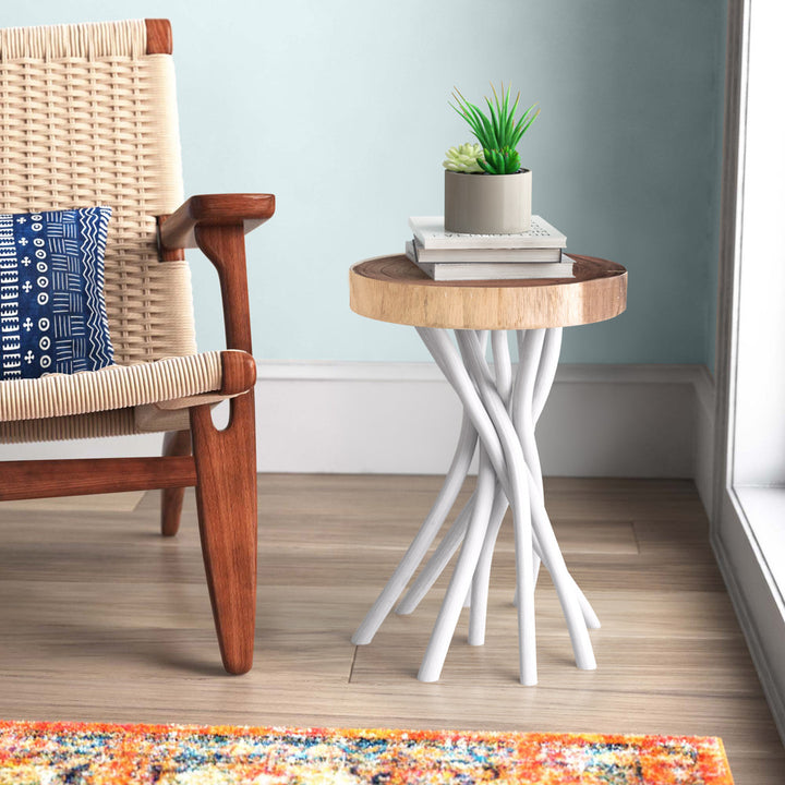 Selah Solid Wood Pedestal End Table Sand & Stable™ Table Base Color: White
