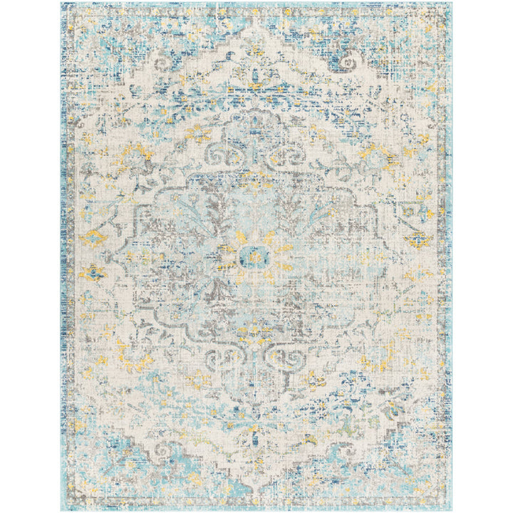 Hillsby Oriental Ivory Cream/Teal/Yellow Area Rug Mistana™ Rug Size: Rectangle 6'7" x 9'