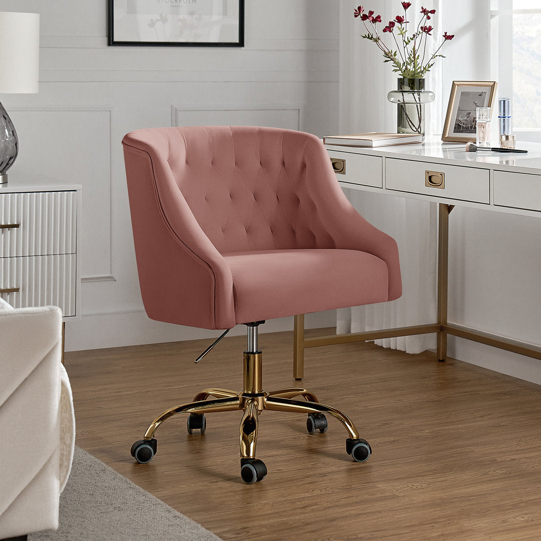 Louise 35.5'' H Velvet Hand-Curated Task Chair with Button Tufted Kelly Clarkson Home Upholstery Color: Pink Velvet