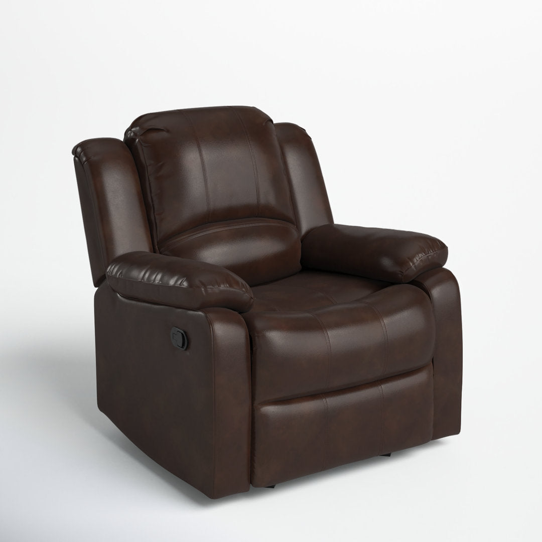 Kahler 37.75" Wide Faux Leather Manual Glider Recliner Andover Mills™ Upholstery Color: Burnished Brown