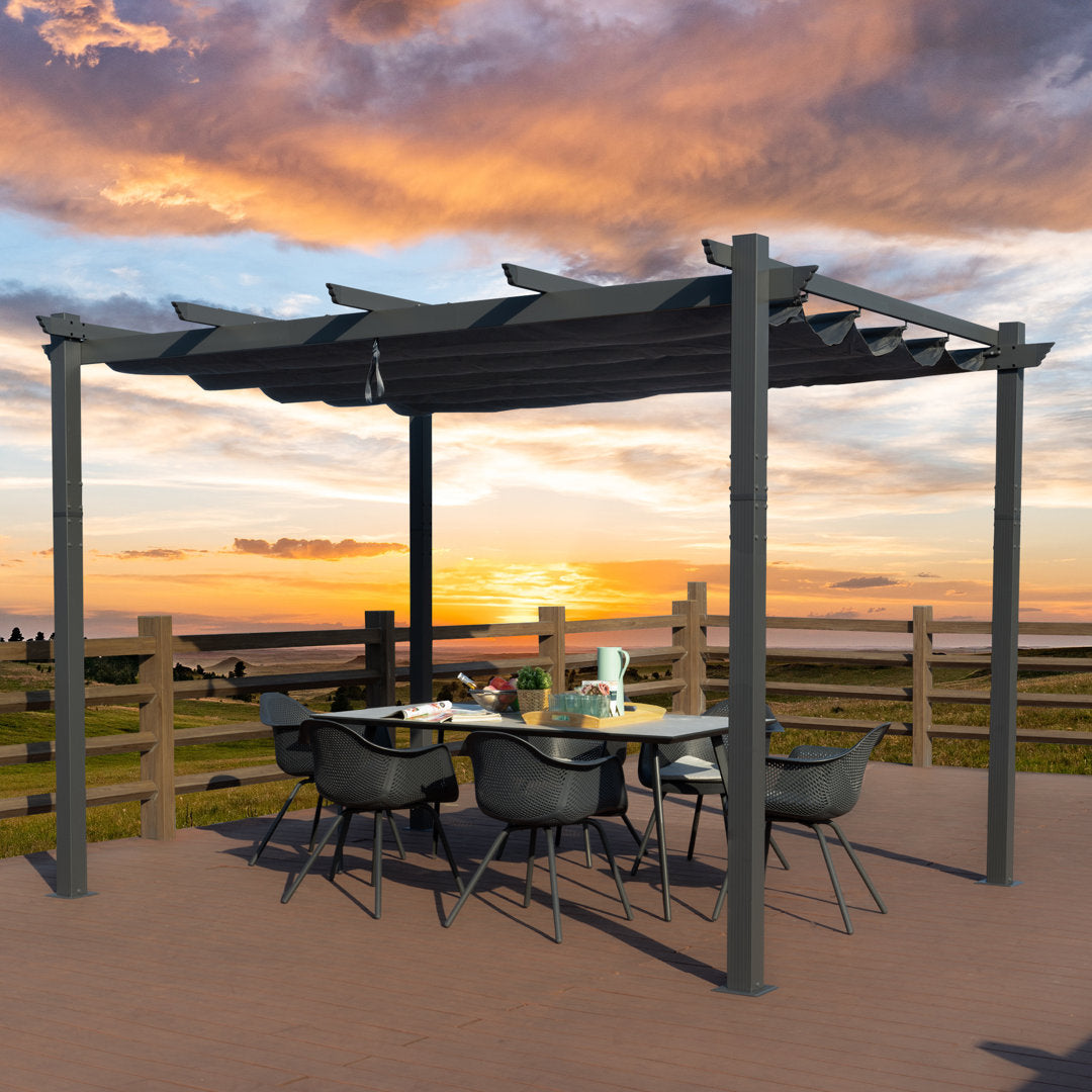 Atlantics Outdoor Retractable Pergola with Sun Shade Canopy 10' x 13' Kozyard Color: Gray