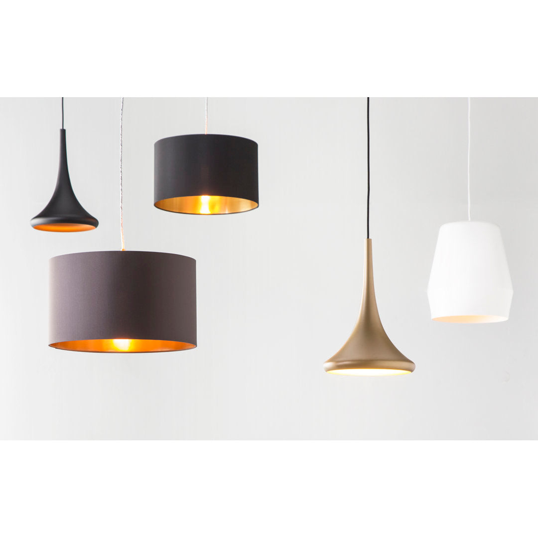 Newville 1 - Light Single Drum Pendant Wade Logan® Shade Color: Black/Gold